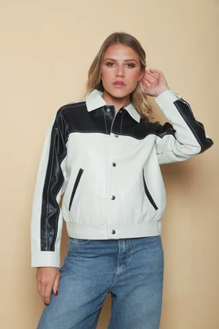 Campera California White Ecocuero Combinada GUK2042 - Vista 2