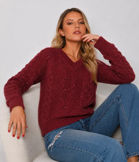 Sweater BABILON Trenzado Escote V GU405837