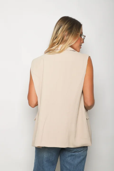 Chaleco LARGO ZEK Sastrero Forrado con Boton Brillo GUP33022