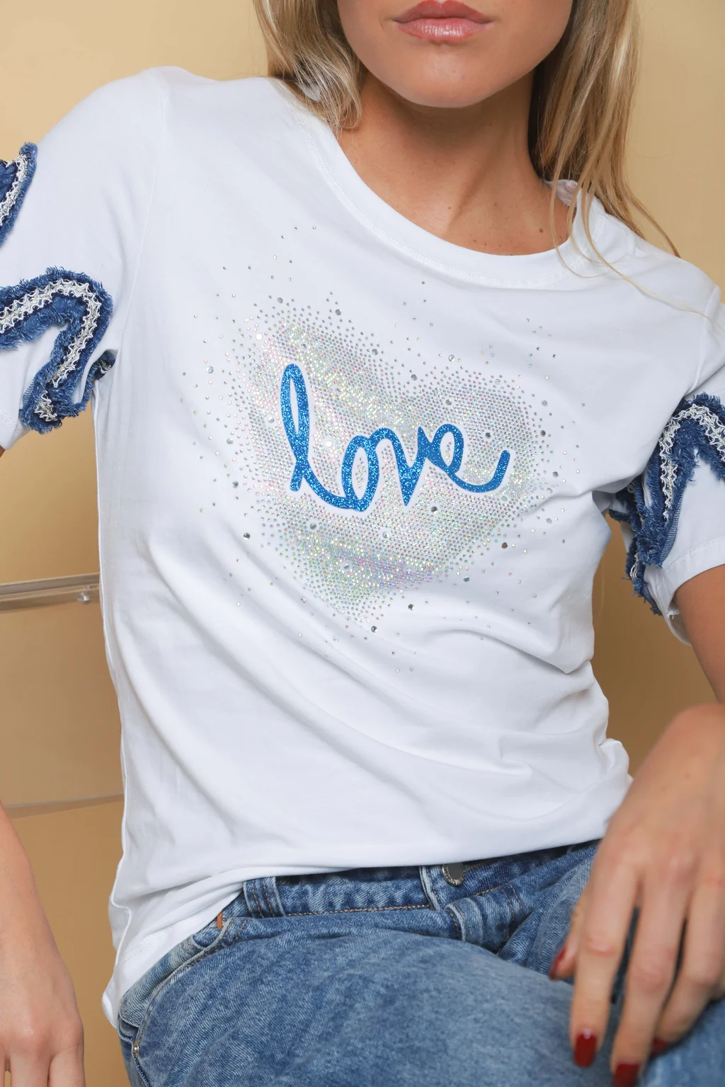 Remera BLUE LOVE STRASS GU7490