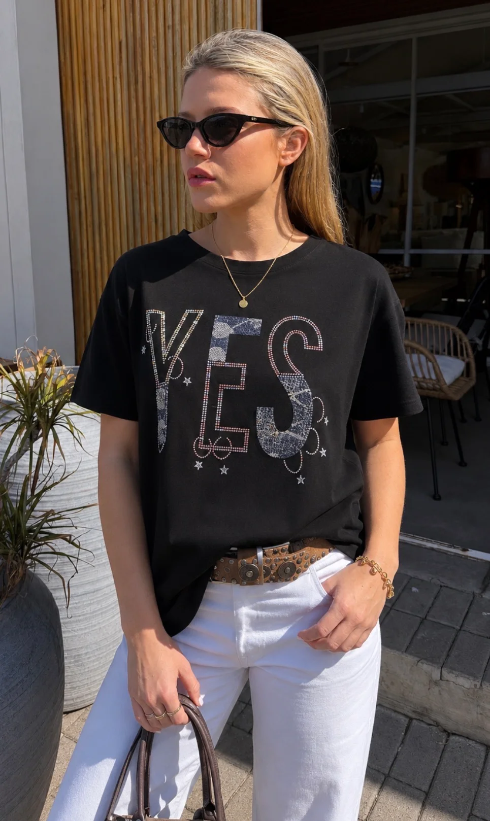 Remera Amplia Yes con Brillos GU87352