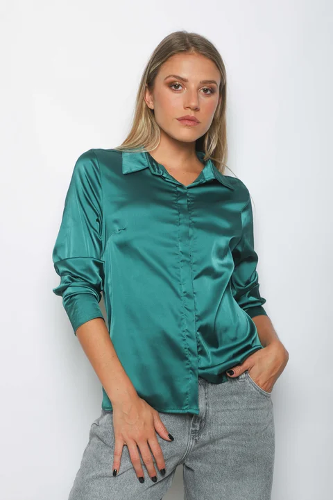 Camisa CANDI Satén Manga Larga GUV53