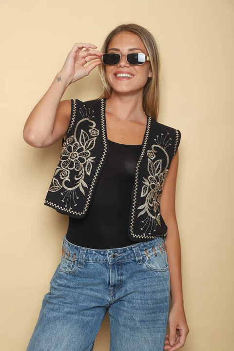 Chaleco GALERY Lino Bordado GUK70083