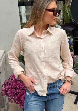 Camisa ROSMARY Lino Bordada GU70242 - Vista 3