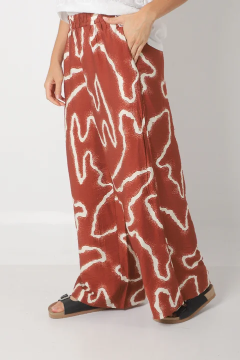 Palazzo CAMBODIA de Lino estampado c/ Bolsillo GUK70151-1