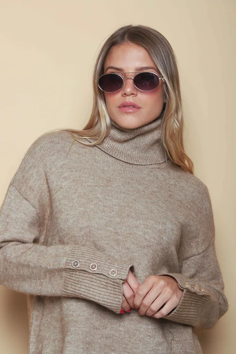 Poleron DANUBIO tejido grueso con Botones GUL836