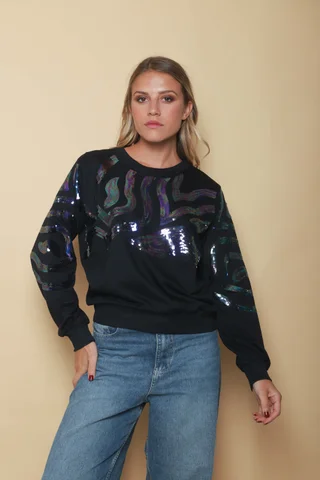 Buzo CROP Lentejuelas GUK70016 - Vista 4