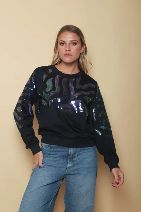 Buzo CROP Lentejuelas GUK70016