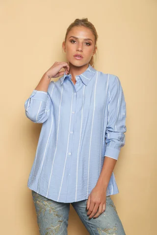 Camisa Freda Crepe Raya Intercalada - Vista 3