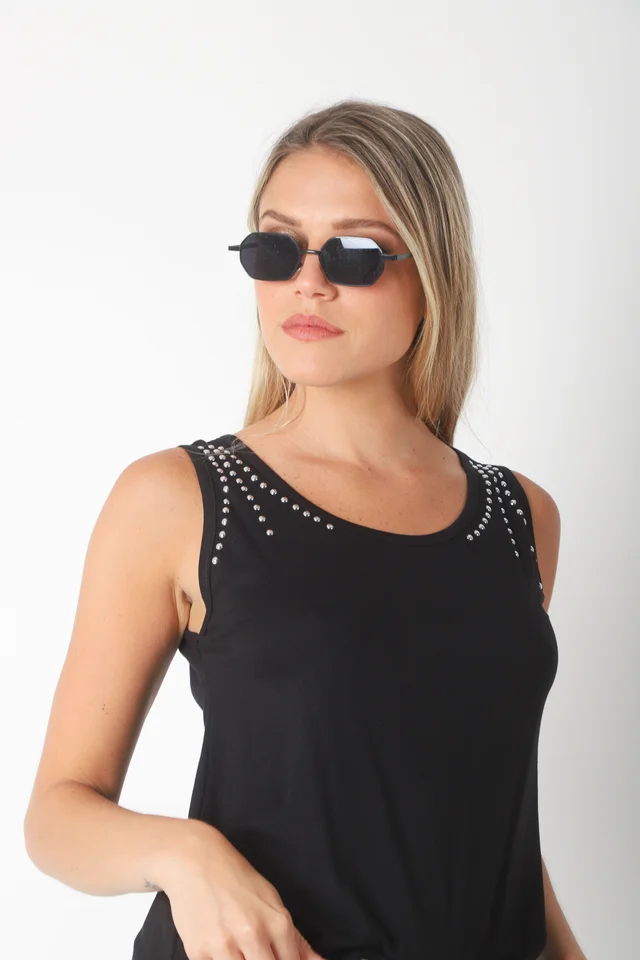 Musculosa  FIORE Creppe c/ Tachas