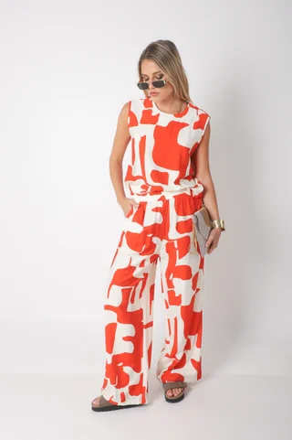 Conjunto CARMESI LINO estampado GUK70150-1/GUK70150 - Vista 1