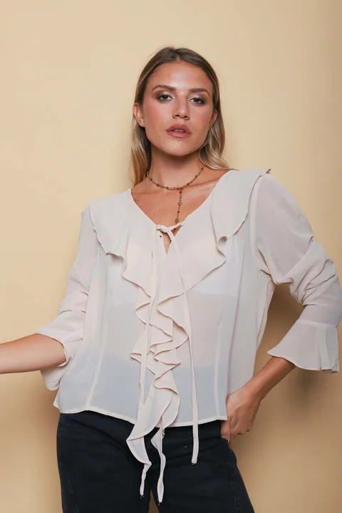 Blusa TITA Gasa c/Volados GUV60