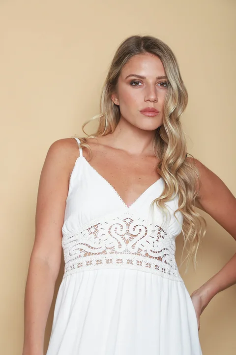 Vestido GALTIER Lino c/crochet GU0552