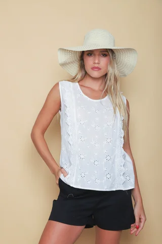 Blusa MUISY Broderie c/Volado GUK70222 - Vista 3