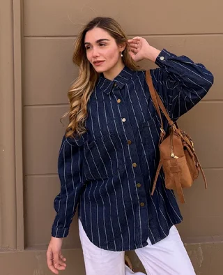 Camisaco VANITY Denim Rayado GU 70273 - Vista 3