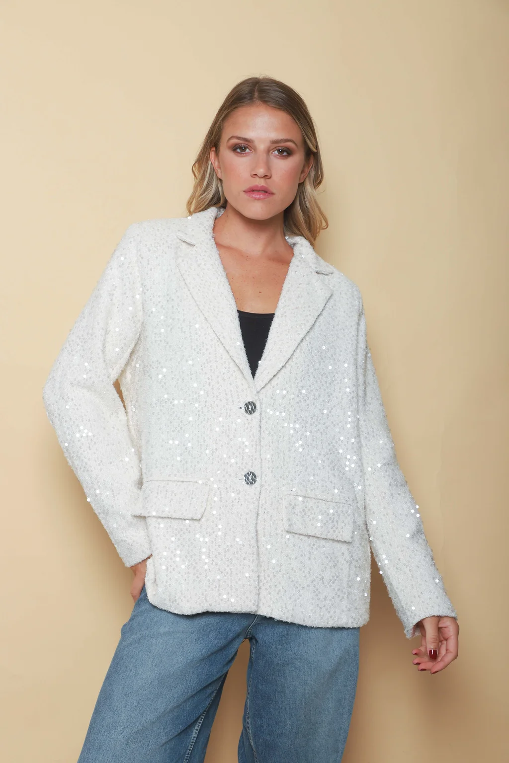 Blazer Zari  Cream  Lentejuelas  GU2019