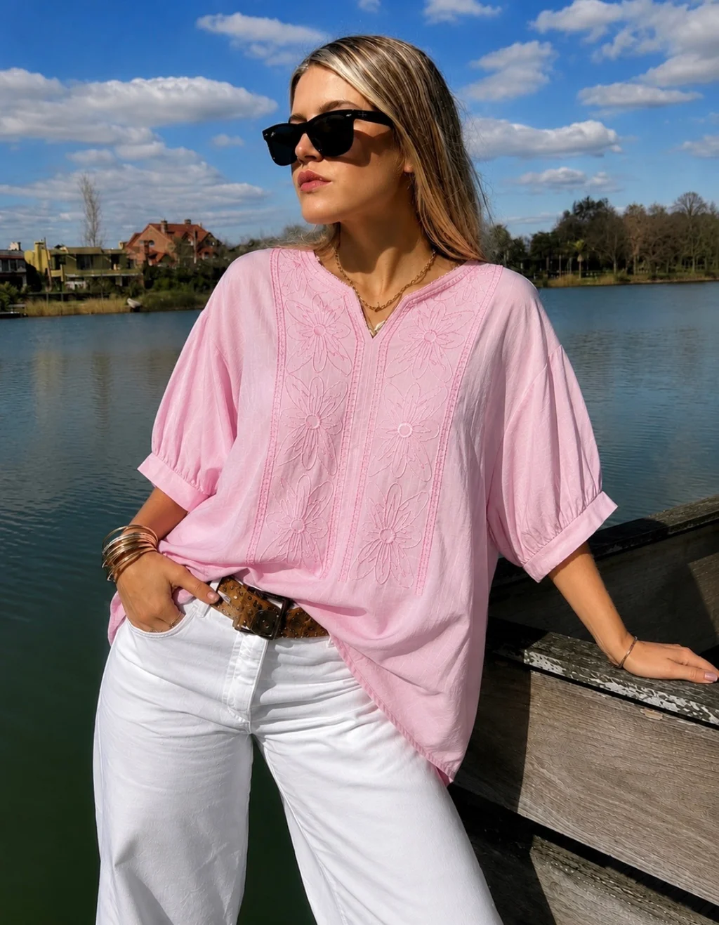 Blusa GANHA de Lino c/Bordado GU0326
