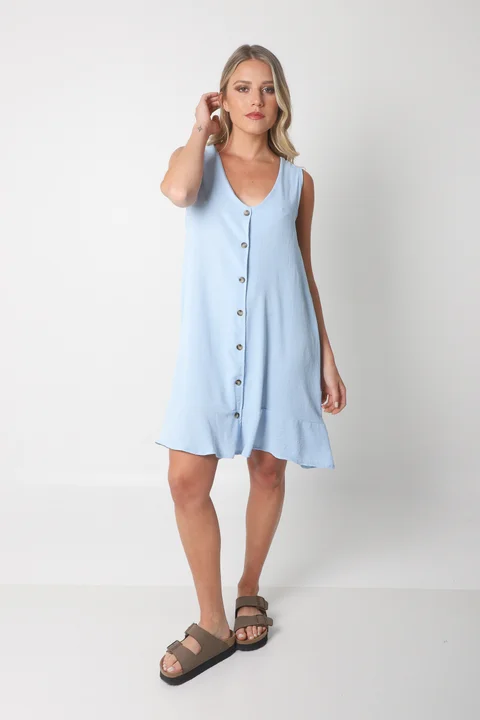 Vestido Gales Abotanado Creppe