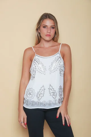 Musculosa DREW Gasa Bordada c/canutillo GUK70159 - Vista 1