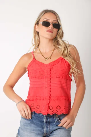 Musculosa   Kavanah de Lino  Abotonada con T ablitas y Broderie GUK4067 - Vista 6