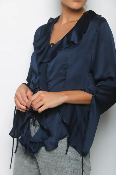 Blusa WENDY SATEN C/Volados GU0343