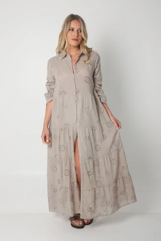 Vestido Camisero SIMONA Broderie Bordado GU4667 - Vista 3