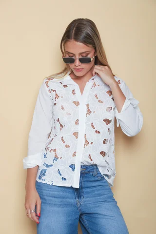 Camisa Margareth Broderie GUK4113 - Vista 3