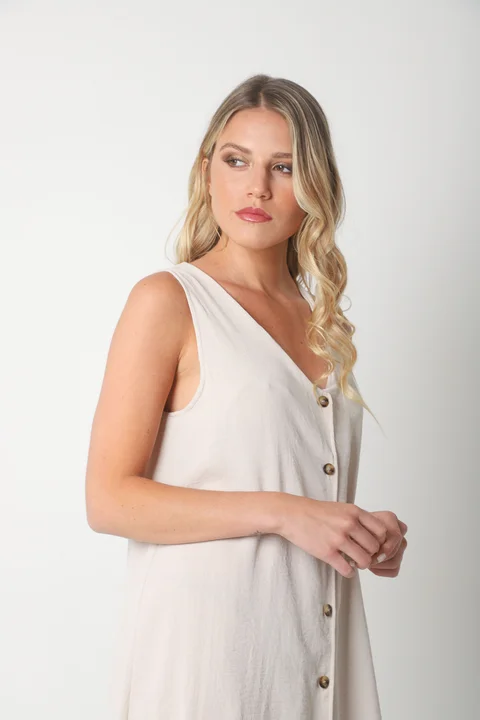 Vestido Gales Abotanado Creppe