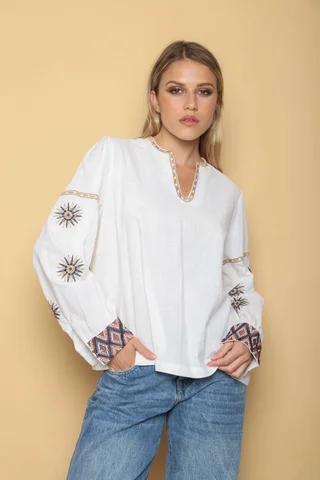 Blusa GATE Lino c/bordado GU0554 - Vista 6
