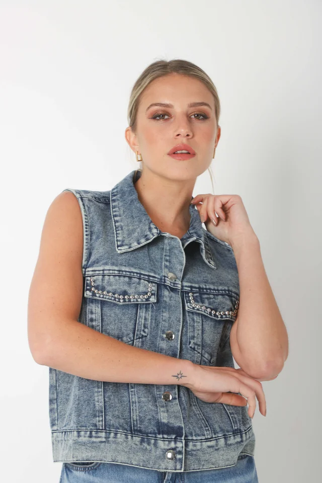 Chaleco Jean LIBI c/ Tachas GUK70102