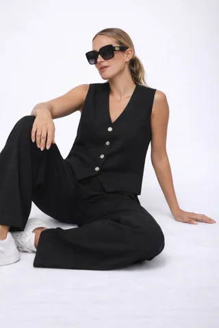 Chaleco ZIZI Sastrero con Botones Brillo GUP33023 - Vista 1