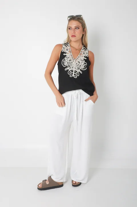 Musculosa LIBERTY de Lino BORDADA GU2525