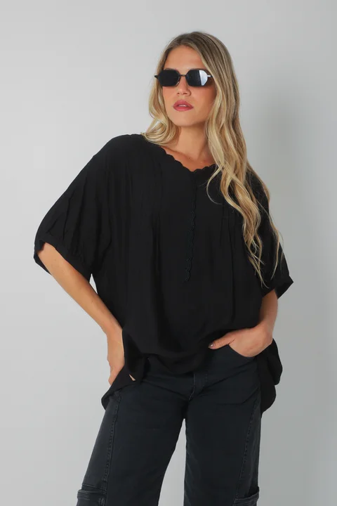 Blusa AMARE Lino c/ puntilla GU0334