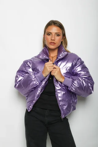 Campera  Puffer  Lila  Metalizada Velvet GUK2039 - Vista 3