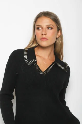 Sweater BONJOUR Tipo Chomba C/ Tachas en Cuello GUL652 - Vista 2