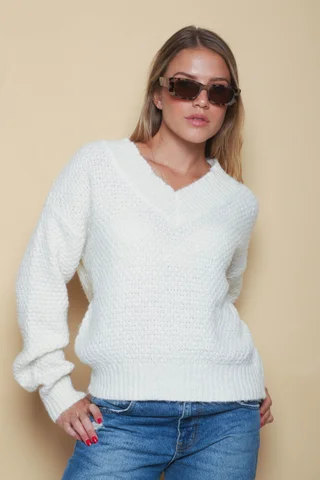 Sweater Kiria Escote V Tejido Grueso GU81330 - Vista 3