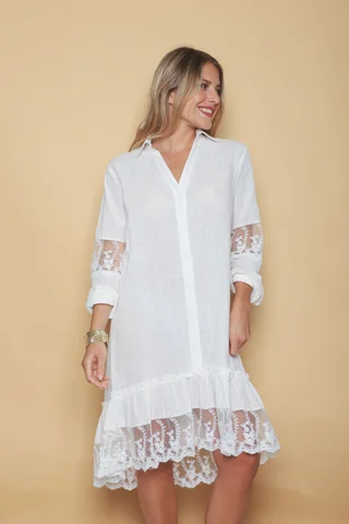 Vestido Lino Canberra con Tull Classic GUK4004 - Vista 5