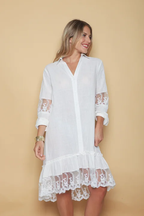 Vestido Lino Canberra con Tull Classic GUK4004