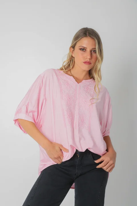 Blusa GANHA de Lino c/Bordado GU0326