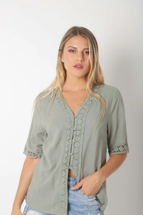Blusa CARTER Lino c Guarda Crochet GU0528