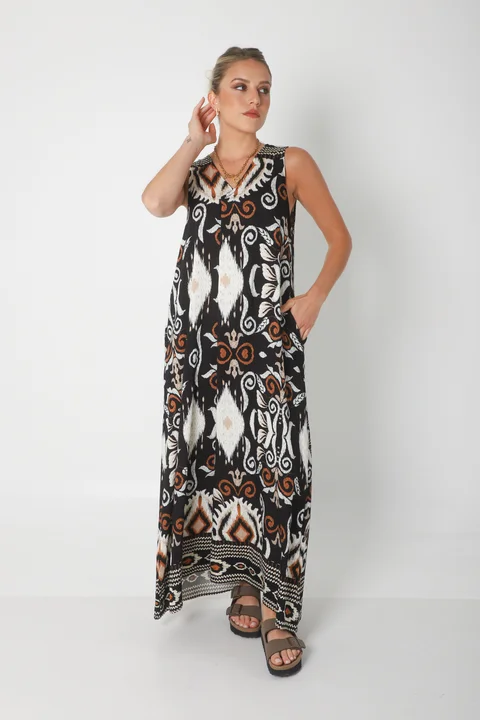 Vestido Mandarin INDIAN c/ Bolsillos GU252