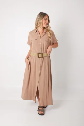 Vestido KAVALI Camisero Lino c/ Cinto GU0548 - Vista 4