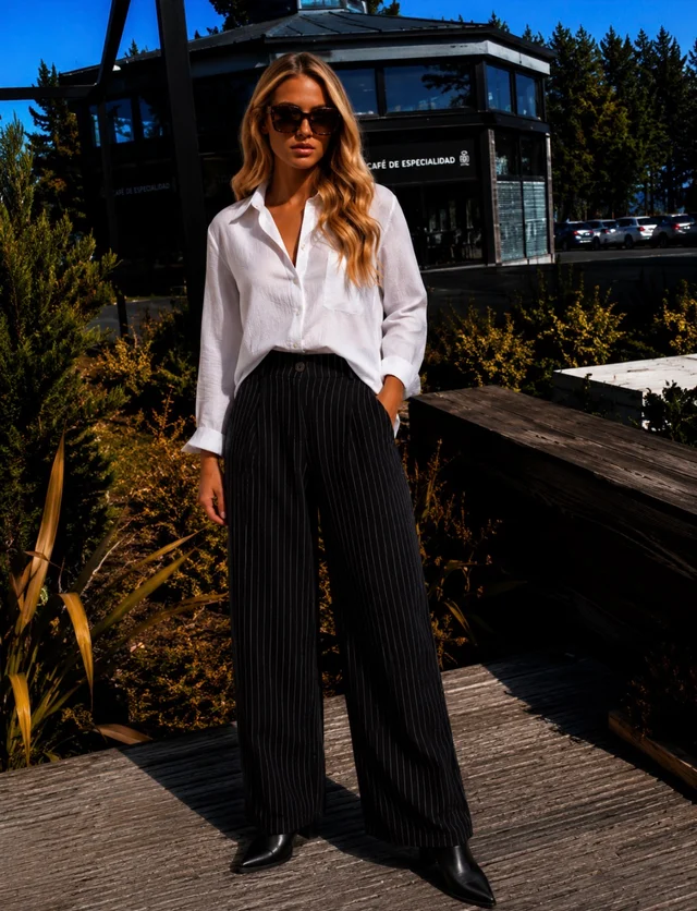 Pantalon Fancy Sastrero Rayado Pinzas
