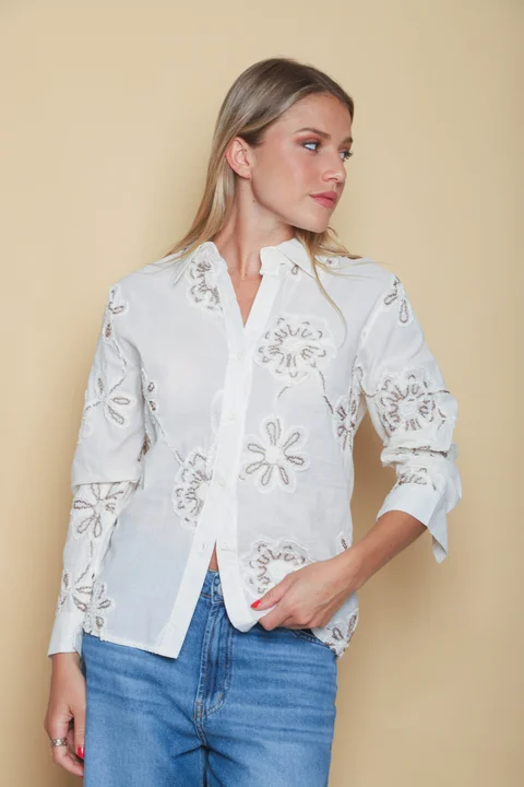 Camisa LAFAYETTE FLOR BORDADA GU5193
