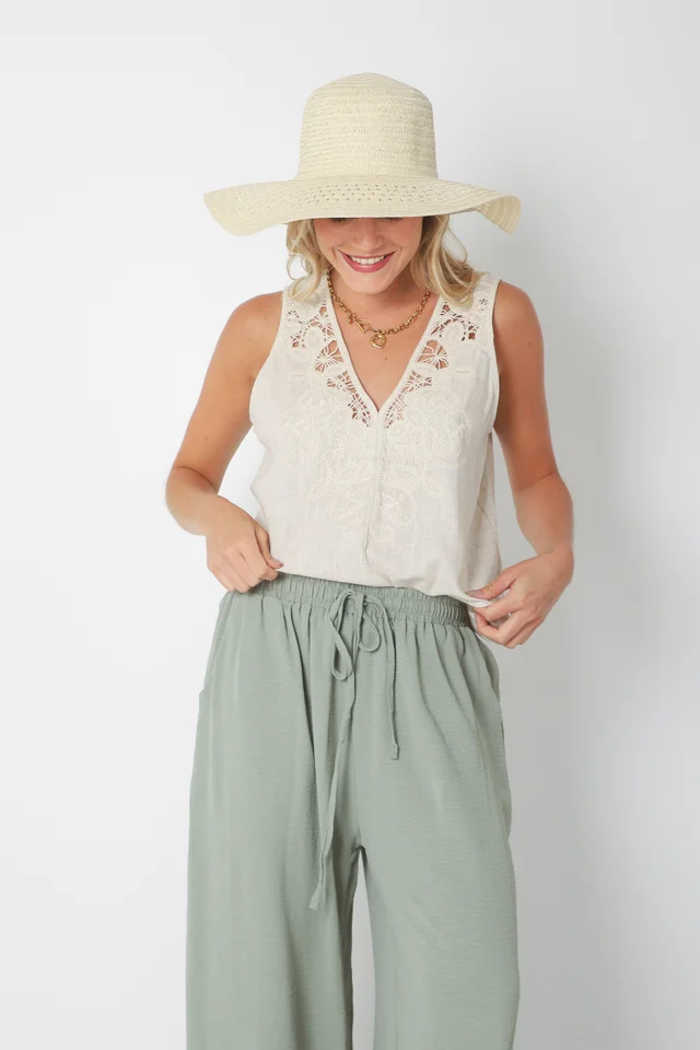 Musculosa LIBERTY de Lino BORDADA GU2525