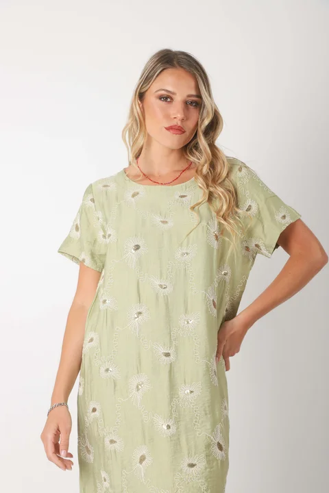  Vestido LOIRA lino c/bordado GUCH3013-1