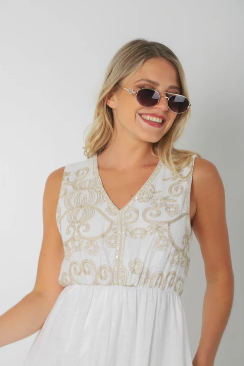 Vestido SOFIA de Lino c/Bordado GU250112