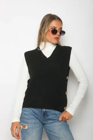 Chaleco FRANCE Cashmire Botones GU67602 - Vista 6