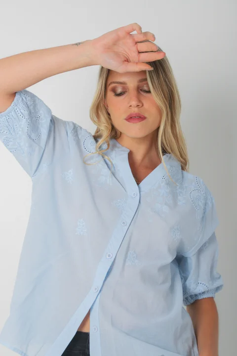 Blusa MAURA Broderie Bordada c/ Puño y Manga 3/4 GU0335