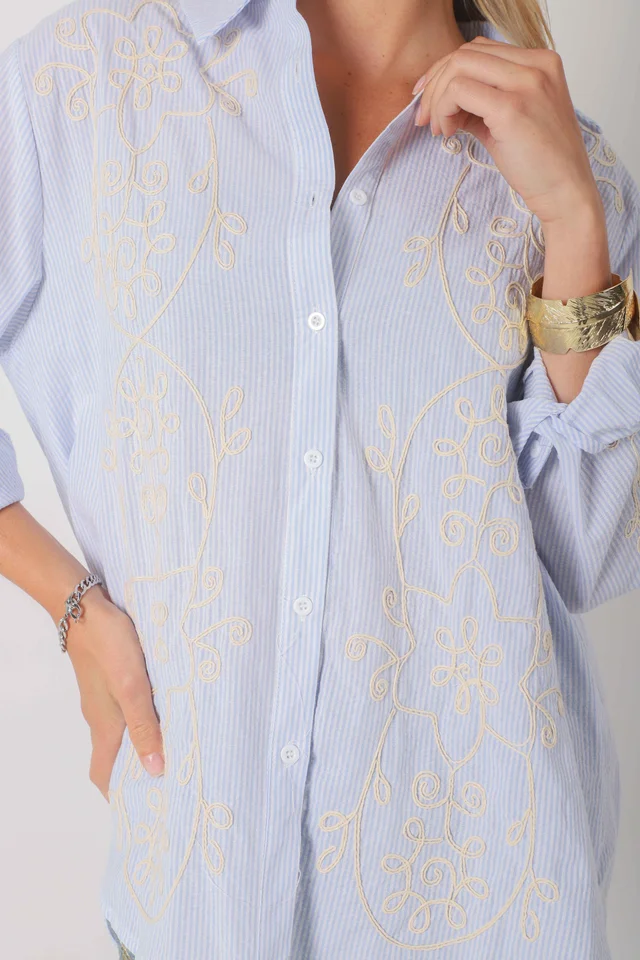 Camisa VOIRE  Rayada Bordada GU0547